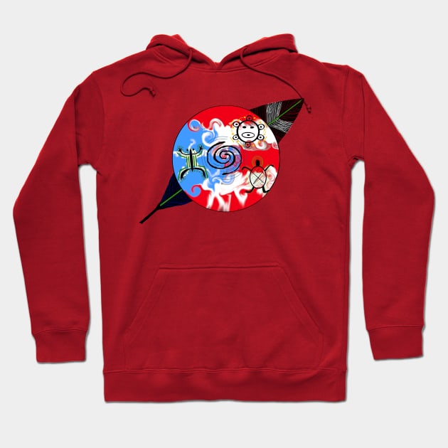 Taino Puerto Rican medallion & Feather. Hoodie by Orchid's Art